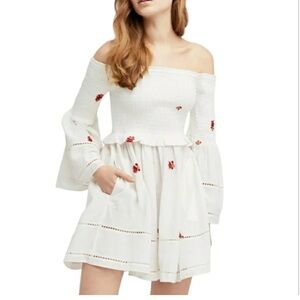 Free People Smocked & Embroidered Floral Dress